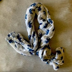 V28 ~ elephant print blue and white scarf